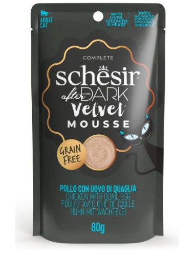 SCHESIR AFTER DARK VELVET MOUSSE POLLO Y HUEVO DE CODORNIZ EN PATÉ PARA GATOS (12 UNIDADES) - 12 X 80 GR 12 X 80 GR - 2