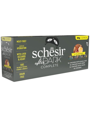 SCHESIR AFTER DARK VARIETY PACK - 4 SABORES FILETES EN CALDO PARA GATOS (12 UNIDADES) 12 X 80 GR - 2