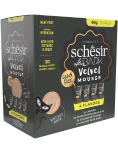 SCHESIR AFTER DARK VARIETY PACK - 4 SABORES VELVET MOUSSE PARA GATOS (12 UNIDADES) 12 X 80 GR - 2