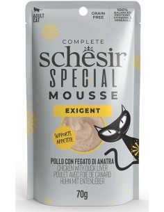 SCHESIR SPECIAL MOUSSE EXIGENT POLLO CON HIGADO DE PATO PARA GATOS (12 UNIDADES) - 12 X 70 GR 12 X 70 GR - 2