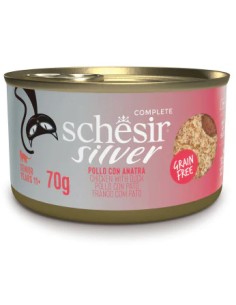 SCHESIR SILVER DOBLE TEXTURA MOUSSE&FILETES POLLO Y PATO PARA GATOS (12 UNIDADES) - 12 X 70 GR 12 X 70 GR - 2