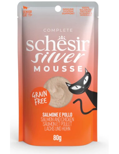 SCHESIR SILVER MOUSSE SALMON Y POLLO PARA GATOS (12 UNIDADES) - 12 X 80 GR 12 X 80 GR - 2