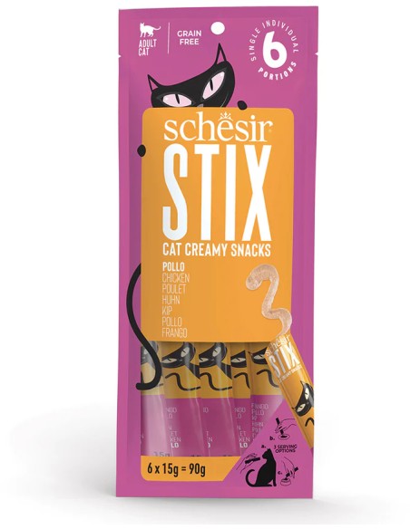 SCHESIR STIX SNACK CREAMY POLLO PARA GATOS - 12 X 6 X 15 GR 12 X 6 X 15 GR - 2