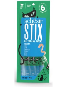 SCHESIR STIX SNACK CREAMY ATÚN PARA GATOS - 12 X 6 X 15 GR 12 X 6 X 15 GR - 2