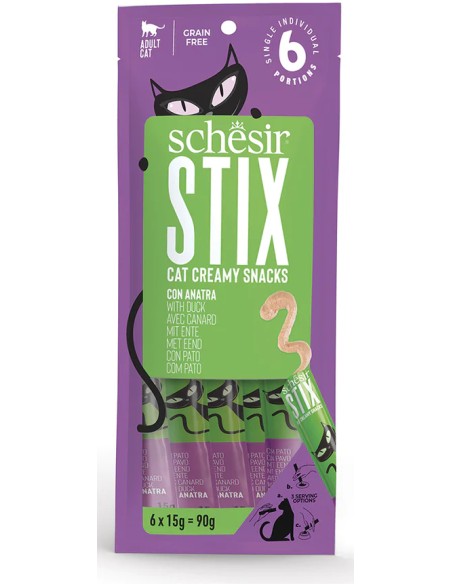 SCHESIR STIX SNACK CREAMY PATO PARA GATOS - 12 X 6 X 15 GR 12 X 6 X 15 GR - 2