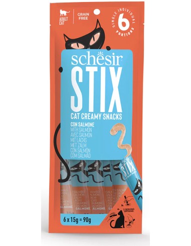 SCHESIR STIX SNACK CREAMY SALMÓN PARA GATOS - 12 X 6 X 15 GR 12 X 6 X 15 GR - 2