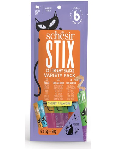 SCHESIR STIX SNACK CREAMY VARIETY PACK - 3 SABORES PARA GATOS 12 X 6 X 15 GR 12 X 6 X 15 GR - 2