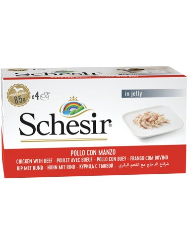 SCHESIR POLLO Y BUEY EN GELATINA PARA PERROS (4 UNIDADES) - 4 X 85 GR 4 X 85 GR - 2