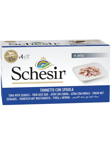 SCHESIR ATÚN Y LUBINA EN GELATINA PARA PERROS (4 UNIDADES) - 4 X 85 GR 4 X 85 GR - 2