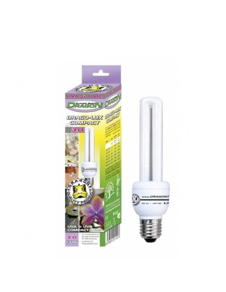 DRAGON TERRARISTIK BOMBILLA UVA+UVB DRAGO-LUX COMPACT ECO-ENERGÉTICA 3.0 - 13W 6.0 - 13W 3.0 - 26W 12.0 - 13W 6.0 - 26W 12 - 5