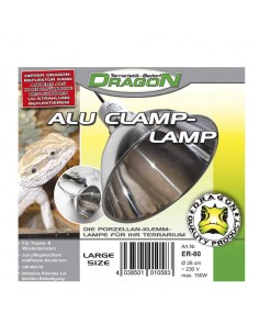 DRAGON TERRARISTIK LÁMPARA DE ALUMINIO ALU CLAMP LAMP PEQUEÑA (Ø 14 CM - MAX 60W) GRANDE (Ø 22 CM - MAX 150W) - 2