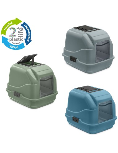 IMAC CASETA HIGIENICA GATO EASY CAT SECOND LIFE - 50 X 40 X 40 CM GRIS AZUL VERDE 50 X 40 X 40 CM 50 X 40 X 40 CM 50 X 40  - 2