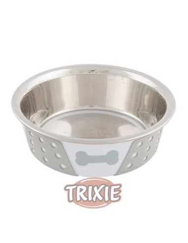 TRIXIE COMEDERO ACERO INOX SILICONA BLANCO / GRIS 0.4 L / Ø14 CM - 2