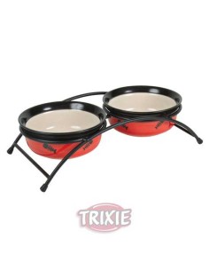 TRIXIE SET COMEDEROS CERÁMICA IMPRESOS ROJO / NEGRO / CREMA 2 X Ø12.5 CM / 250 ML - 2