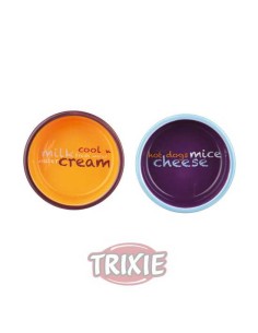 TRIXIE SET COMEDEROS CERÁMICA IMPRESOS CATS AZUL / NARANJA / PÚRPURA 2 X Ø12 CM / 300 ML - 2 2