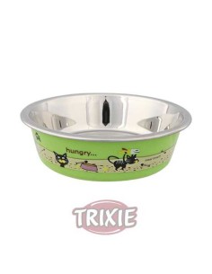 TRIXIE COMEDERO ACERO INOX GATO CUBIERTO PLÁSTICO Ø12 CM / 225 ML - 2