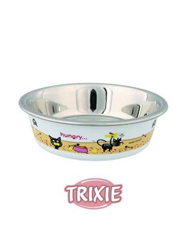 TRIXIE COMEDERO ACERO INOX GATO CUBIERTO PLÁSTICO Ø12 CM / 225 ML - 5