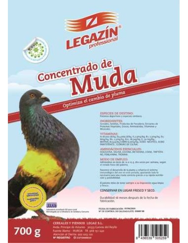 LEGAZÍN PROFESSIONAL CONCENTRADO DE MUDA PALOMAS - TAMAÑO: 700 GR