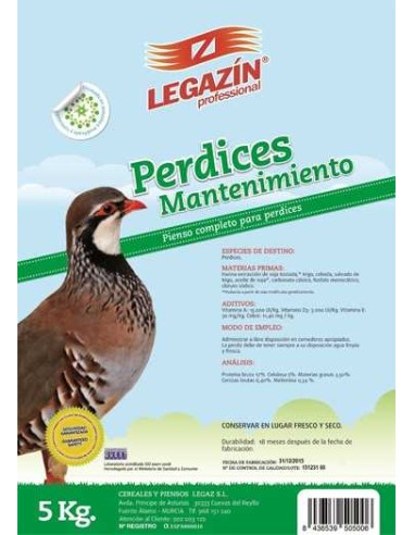 LEGAZÍN PIENSO PERDICES MANTENIMIENTO 5 KG 25 KG - 2