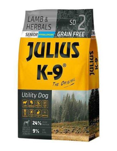 JULIUS K-9 UTILITY DOG SENIOR/LIGHT CORDERO Y HIERBAS 340 GR 3 KG 10 KG
