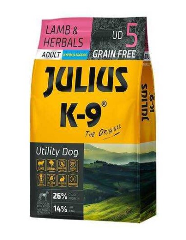 JULIUS K-9 UTILITY DOG ADULTO CORDERO Y HIERBAS 340 GR 3 KG 10 KG