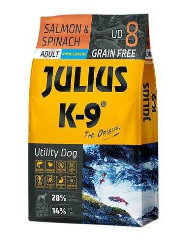 JULIUS K-9 UTILITY DOG ADULTO SALMON Y ESPINACAS 340 GR 10 KG 3 KG