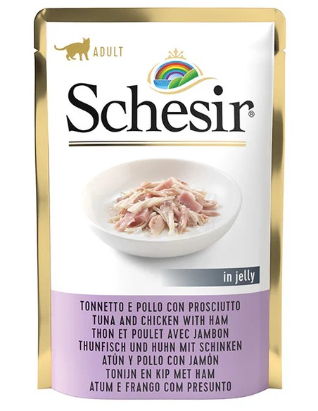 SCHESIR POLLO CON JAMÓN EN GELATINA PARA GATOS - 85 GR (20 UNIDADES) 20 X 85 GR - 2