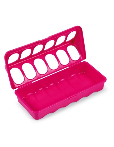 GAUN COMEDERO PLÁSTICO PARA POLLOS FUCSIA 20 CM - 2