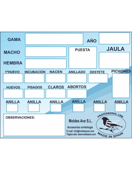 MOLDES AVE TARJETA DE CRÍA 