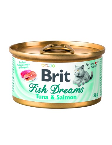 BRIT CAT FISH DREAMS ATÚN Y SALMÓN - 80 GR