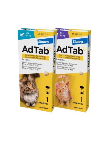 ELANCO ADTAB ANTIPARASITARIO EN COMPRIMIDO PARA GATOS 0 5 - 2 KG 2 - 8 KG - 2