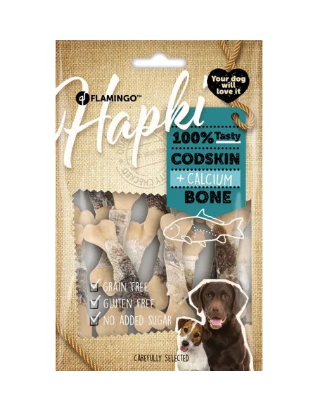 FLAMINGO GOLOSINA HAPKI HUESO CALCIO CON PIEL DE PESCADO - 85 GR 85 GR - 2