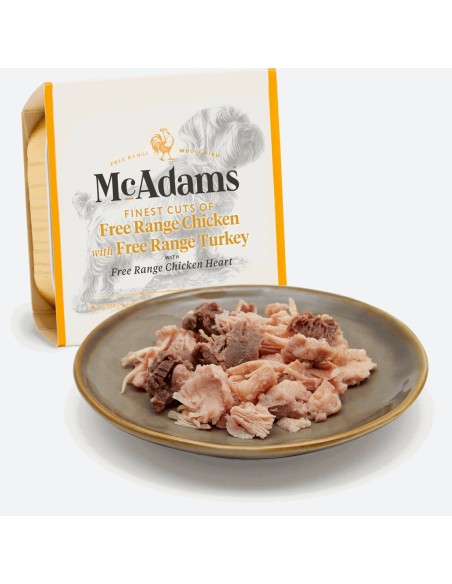 MCADAMS TARRINA DE POLLO CAMPERO CON PAVO Y CORAZÓN DE PAVO PARA PERROS - 150 GR 150 GR