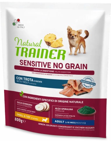NATURAL TRAINER DOG SENSITIVE NO GRAIN TRUCHA PARA PERROS PEQUEÑOS Y TOY - 2 KG 2 KG
