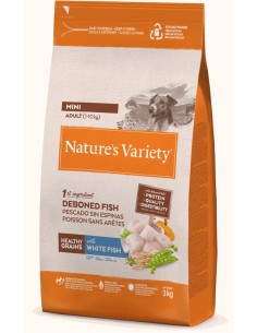 NATURES VARIETY HEALTHY GRAIN PESCADO BLANCO MINI PARA PERROS PEQUEÑOS Y TOY 3 KG 1 5 KG