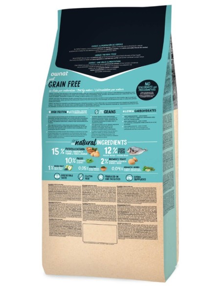 OWNAT JUST GRAIN FREE STERILIZED FISH PARA GATOS 8 KG 3 KG 1 KG - 3