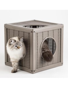 BAMA PET CASA GATOS QUBLO MODULAR MARRÓN 35 X 35 X 35 CM