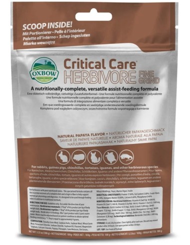 OXBOW CRITICAL CARE FINO PAPILLA DE CUIDADOS INTENSIVOS PARA HERBÍVOROS - 100 GR 100 GR - 2