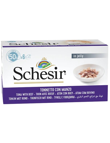 SCHESIR ATÚN Y BUEY EN GELATINA PARA GATOS (6 UNIDADES) - 6 X 50 GR 6 X 50 GR - 2