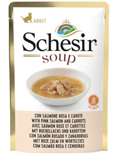 SCHESIR SOPA DE SALMÓN ROSADO Y ZANAHORIA PARA GATOS (20 UNIDADES) - 20 X 85 GR 20 X 85 GR - 2