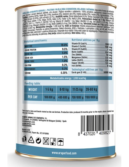 ERA SYBARITE POLLO Y PESCADO BLANCO CON CALABAZA PARA PERROS - 400 GR 400 GR - 4