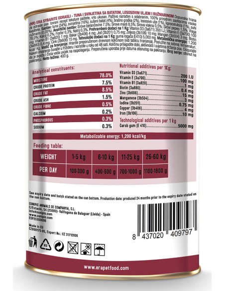 ERA SYBARITE ATÚN Y CERDO CON BATATAS PARA PERROS - 400 GR 400 GR - 4