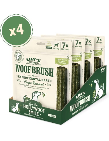 LILY´S WOOFBRUSH DENTAL CHEW LARGE PARA PERROS DE 26 A 35 KG (4 X 7 UNIDADES)